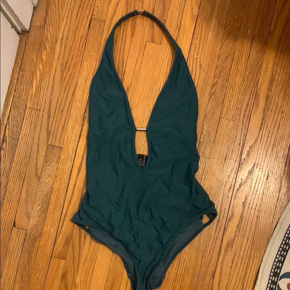 Teal Halter One-Piece Swimsuit
